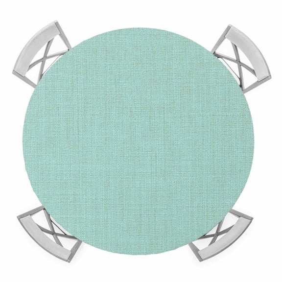 Mint Green Round Table Cover, Solid Color Retro Linen Waterproof Fitted Tablecloths for 36"-44" Tables, Washable Picnic Table Cover for Camping Dining Indoor Outdoor