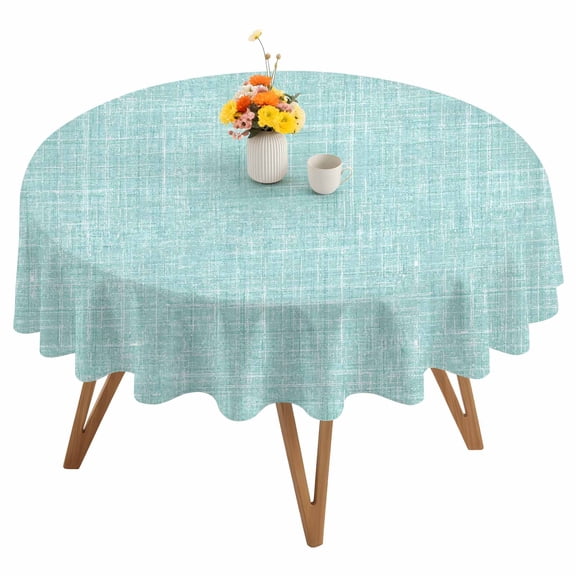 Mint Green Round Tablecloth 54 inches Abstract Modern Farmhouse Solid Color Waterproof Oil-Proof Table Cloth Round Table Cover for Holiday Party Picnic Dinner Decor Indoor and Outdoor Use