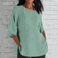 thumbnail image 1 of Mint Green S WIZUTIZ Tops Women's Loose Fit Cotton Soft Trendy Cotton Blend Tops Ladies Athletic Solid Shirts Fluffy Crew Neck Tshirt Pure Colour Basic Blouse Ultra Soft Short Sleeve Tee, 1 of 5