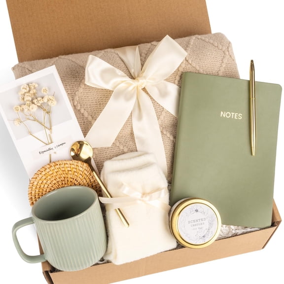 Mint Green Self Care Gift Basket Set for Birthday and Holiday Gifting