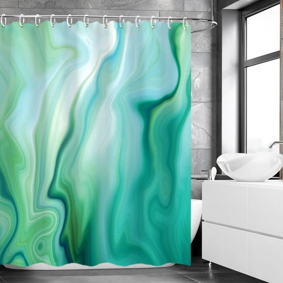 Mint Green Shower Curtain, Marble Shower Curtain, Abstract Shower Curtain, Ombre Shower Curtain Set with 12 Hooks, 72" Wx84 H