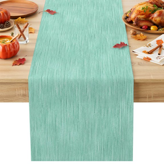 Mint Green Solid Color Cotton Linen Rectangle Table Runners 13"x72", Minimalist Vintage Linen Texture Coffee Table Runner Dresser Scarves Luxury Table Runners for Wedding Party Banquet Dinner Decor
