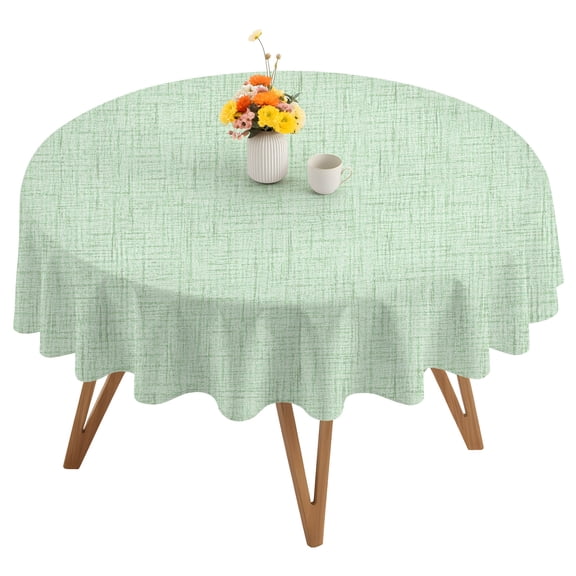 Mint Green Solid Round Tablecloth 54 inches Minimalist Cloth Pale Lime Linen Texture Waterproof Oil-Proof Table Cloth Round Table Cover for Holiday Party Picnic Dinner Decor Indoor and Outdoor Use