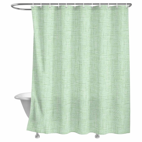 Mint Green Solid Shower Curtain, Minimalist Cloth Pale Lime Linen Texture Lightweight Waterproof Fabric Shower Curtain with Rustproof Grommets for Bathroom Bathtub 72x84in