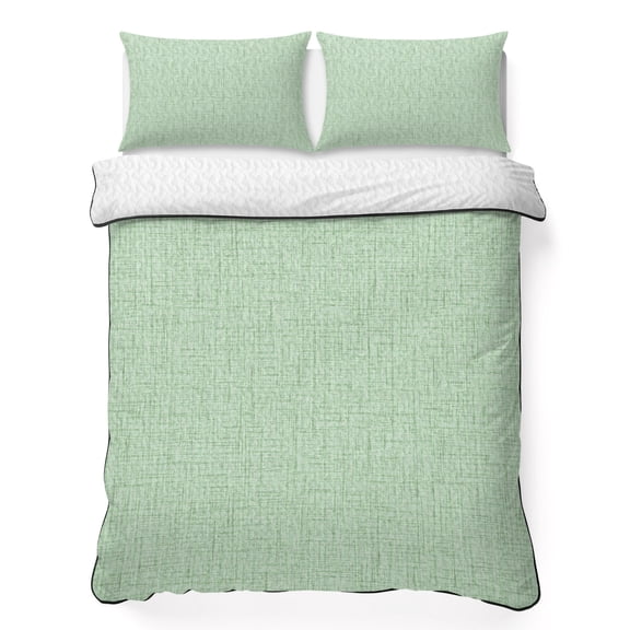 Mint Green Solid Twin Quilt Bedding Set, Minimalist Cloth Pale Lime Linen Texture Lightweight Comforter with 2 Pillow Shams Bedroom Bedspread Set Home Decor for All Seasons