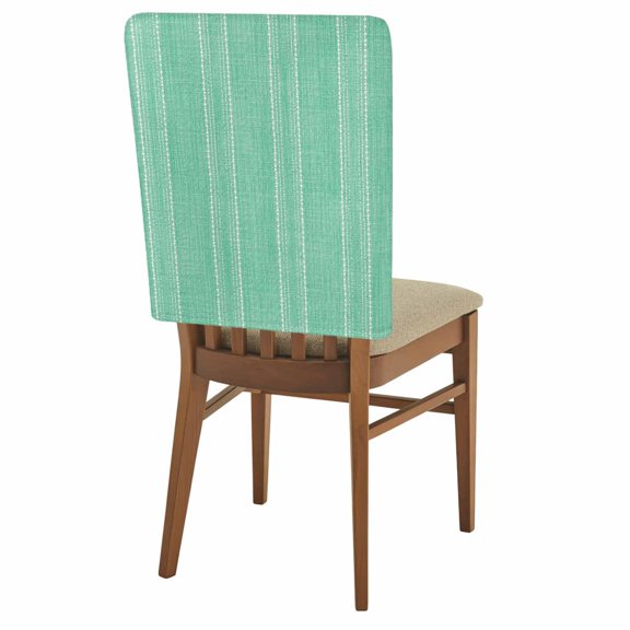 Mint Green Striped Chair Back Covers Set of 4 Coastal Grandma Farmhouse Rustic Linen Texture Removable Dining Chair Slipcovers Washable Seat Protector for Restaurant Party Banquet Kichen Decor