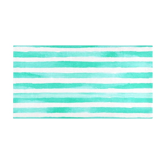Mint Green Stripes Pattern 39x20" Bath Mat Carpet, Absorbent and Non-Slip for Kitchen or Bathroom, Quick-Drying