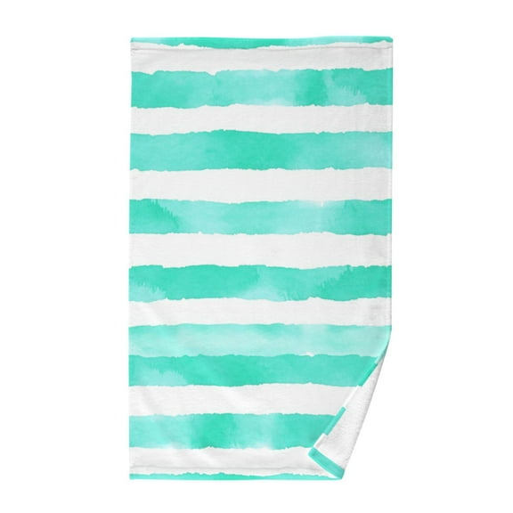 Mint Green Stripes PatternBath Towel 100% Cotton Soft Thick High Absorbency Hand Face Towel Single Pack 16x28in