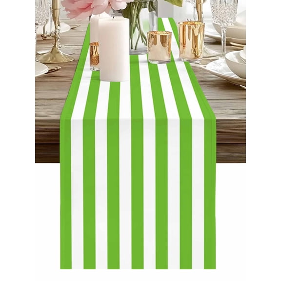 Mint Green Stripes Table Runners 36 Inches Long Horizontal Geometric Kitchen Dining Table Runner Dresser Scarves for Party Coffee Holiday Party Decor
