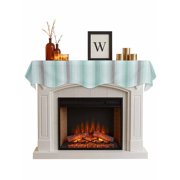 Mint Green Tan Striped Fireplace Mantel Scarf, Decorative Mantel Runner for Fireplace, Modern Boho Stripes Minimalist Scarf Drape Tablerunner for Living Room, Holiday Christmas Decor 60''x17''