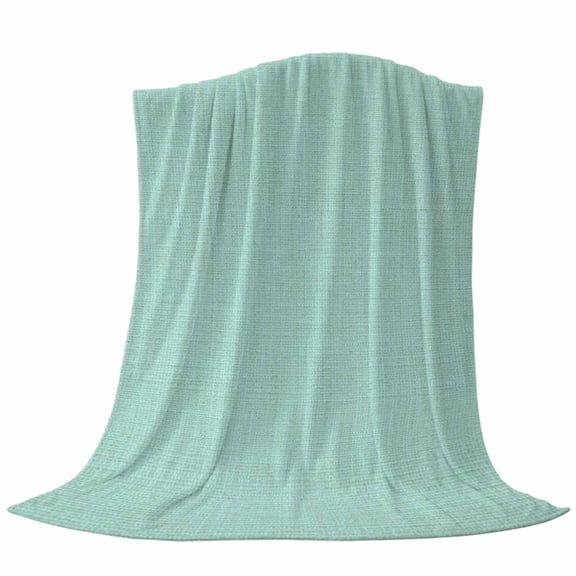 Mint Green Throw Flannel Blanket Solid Color Retro Linen Super Soft Cozy Bed Blanket, Lightweight Plush Fuzzy Bed Throw for Bedroom Sofa Couch Living Room 50x80In,