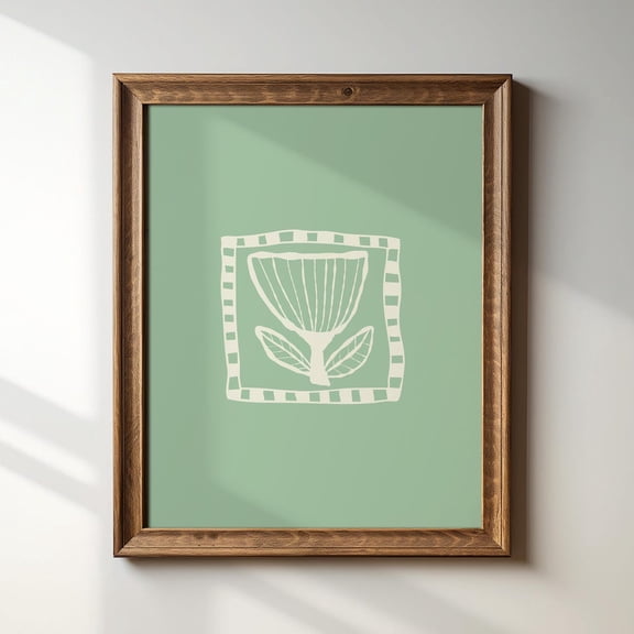 Mint Green Tulip Vertical Doodle Line Illustration Print, Art Print, Trendy Decor, Abstract Vintage Painting Wall Art, Modern Wall Decor For Living Room, 8x12 UNFRAMED