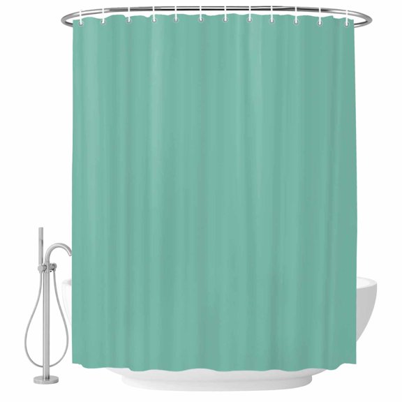 Mint Green Turquoise Fabric Shower Curtain Solid Teal Color Washable Shower Curtains for Bathroom, Waterproof Bath Curtain with Hooks Home Decor 36x72in
