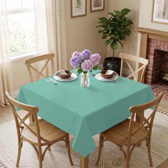 Mint Green Turquoise Square Tablecloth 60x60 Inch Solid Teal Color Waterproof Polyester Tablecloth for Dining Table, Washable Table Cover for Kitchen Dining Room Wedding Decoration,Stain Resistant