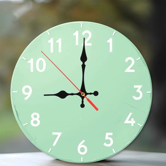 Mint Green Wall Clock Farmhouse Decor Home 10-Inch Silent Wooden Wall Clock, Battery Operated (AA Batteries Not Included), Artistic Home Decor