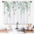 thumbnail image 1 of Mint Green Watercolor Leaves Kitchen Curtains Eucalyptus Leaf Spring Plant Small Short Curtains Cafe Rustic Floral Botanical Bathroom Curtains Window Treatment Tiers Drapes 27.5x39 Inch, 1 of 1