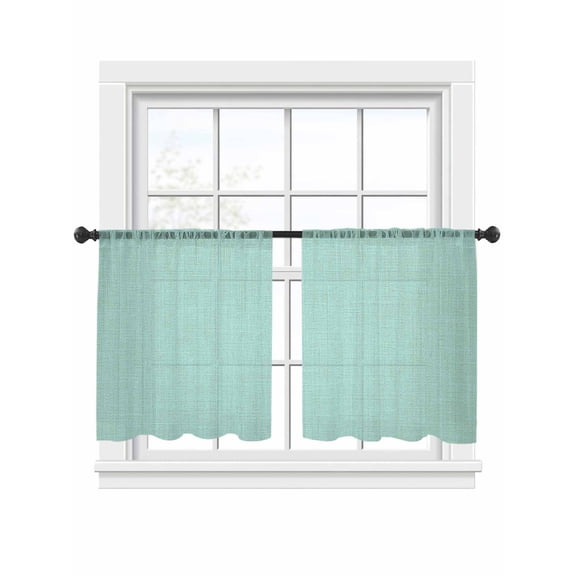 Mint Green Window Sheer Curtain Solid Color Retro Linen Semi Curtain Sheers Light Filtering Rod Pocket Voile Drapes for Bedroom Kitchen Living Room 52 X 54 Inch, 2 Panels
