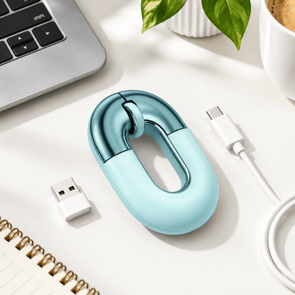 Mint Green Wireless Rechargeable Computer Mouse for Laptops and Travel