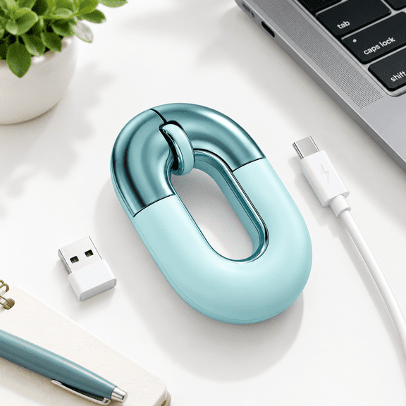 Mint Green Wireless Rechargeable Computer Mouse for Laptops and Travel