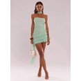 thumbnail image 1 of Mint Green Women's Solid Color Ruffled Hem Bandeau Dress, Dresses For, 1 of 7