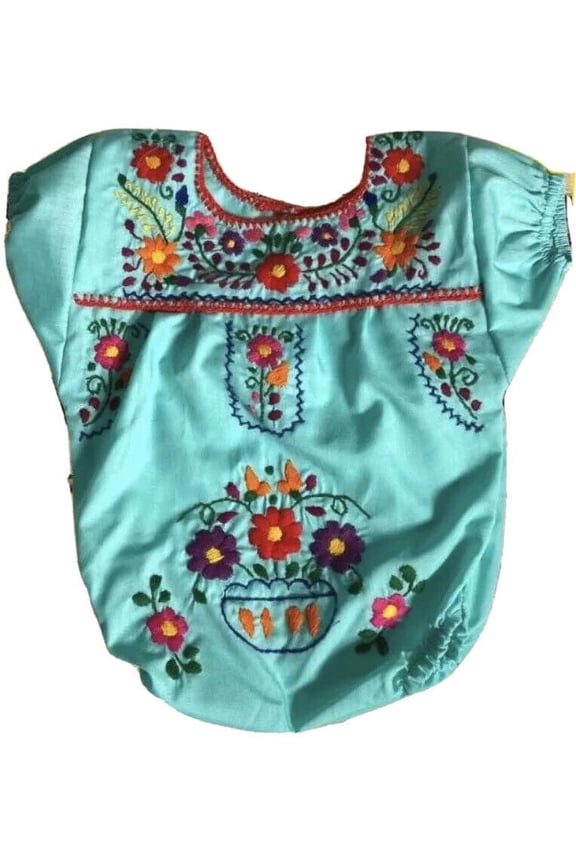 Mint Green baby sizes 12 month mexican puebla folklorico mameluco romper handmade