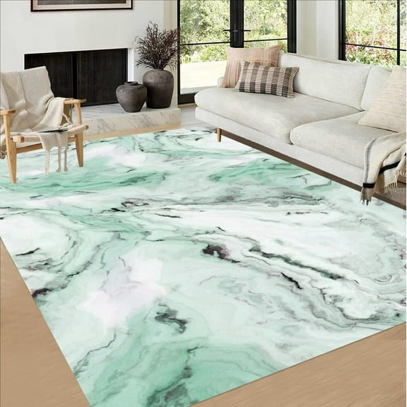 Mint Grey Unique Marble Stones Texture Luxury Area Rug For Living Room Diningroom Bedroom Home Office Fluffy Large Carpet Modern Abstract Kitchen Hallway Bathroom Rugs 4x5ft