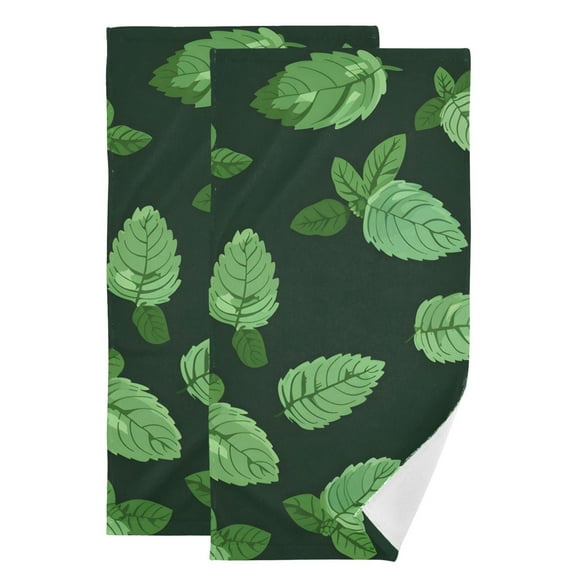 Mint Leaves Hand Towel Absorbent Bath Towels for Bathroom Sports Gym 28" x 14" Set of 2