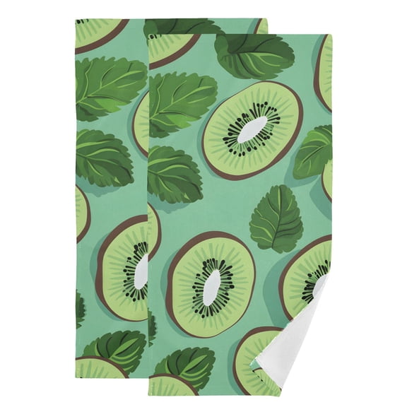 Mint Leaves Kiwi Fruit Hand Towel Absorbent Bath Towels for Bathroom Sports Gym 28" x 14" Set of 2