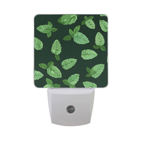 Mint Leaves LED Night Light with Smart Sensor Plug Into Wall Dusk to Dawn 2 packs