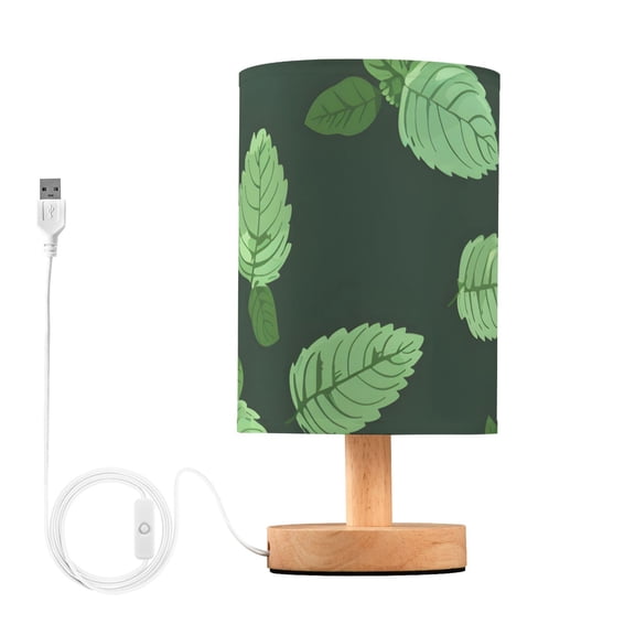 Mint Leaves Table Lamp with USB Port LED Warm Light Lamp Night Light Home Decor