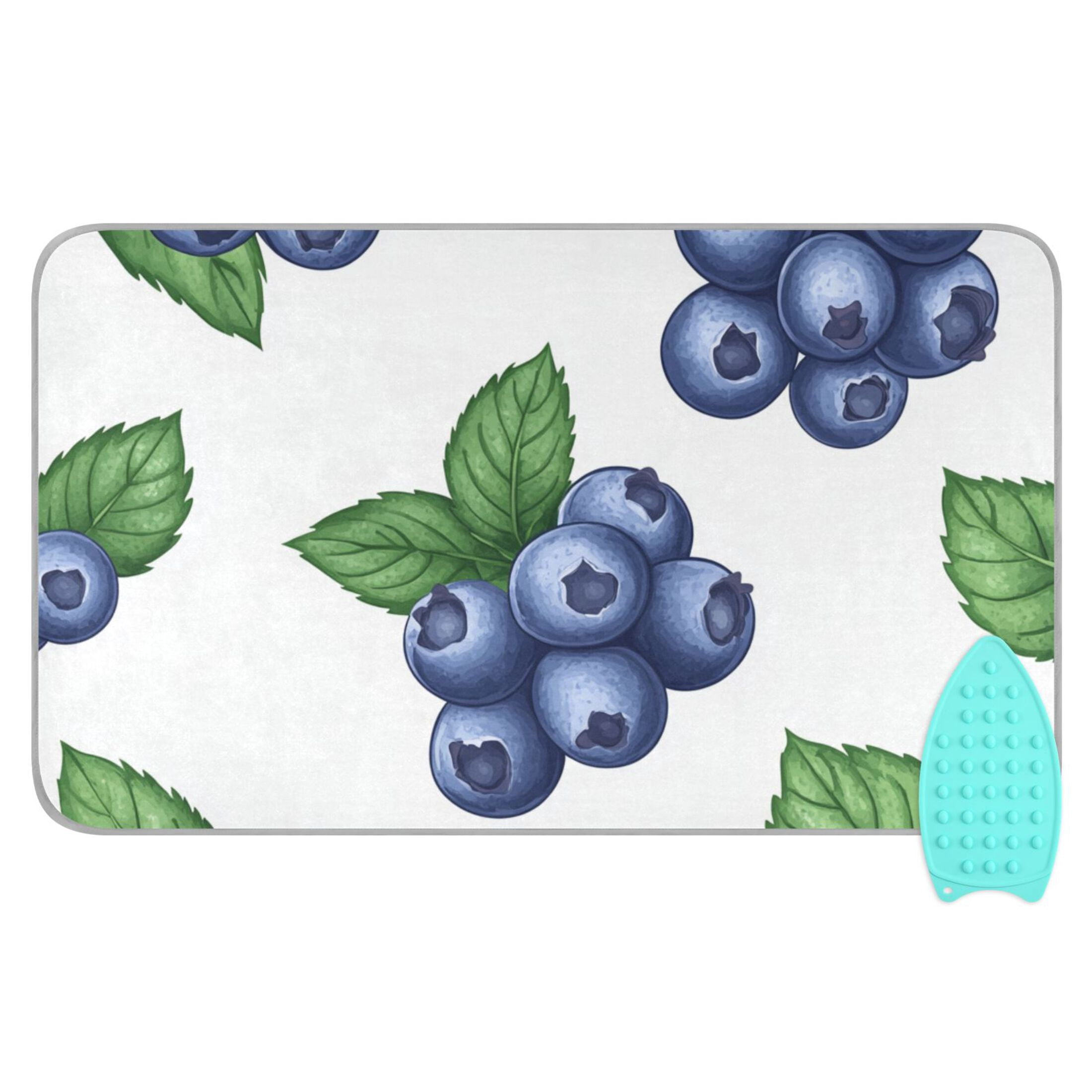 Mint Leaves and Blueberries Ironing Mat Blanket Portable Travel Ironing Pad Heat Resistant Pad 47.2" x 27.6”