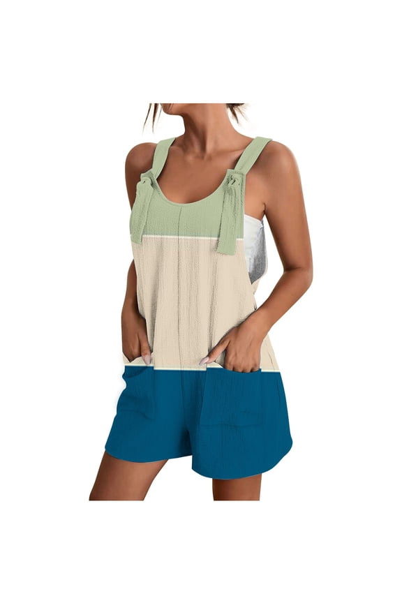 Mint Lime Green Shorts for Women Summer Fall Faux Gauze Linen Color Block Graphic Lounge Thin Straight Leg Plain Coveralls Shortalls Shorts Catsuit Women 2026 Clothing Y2K S
