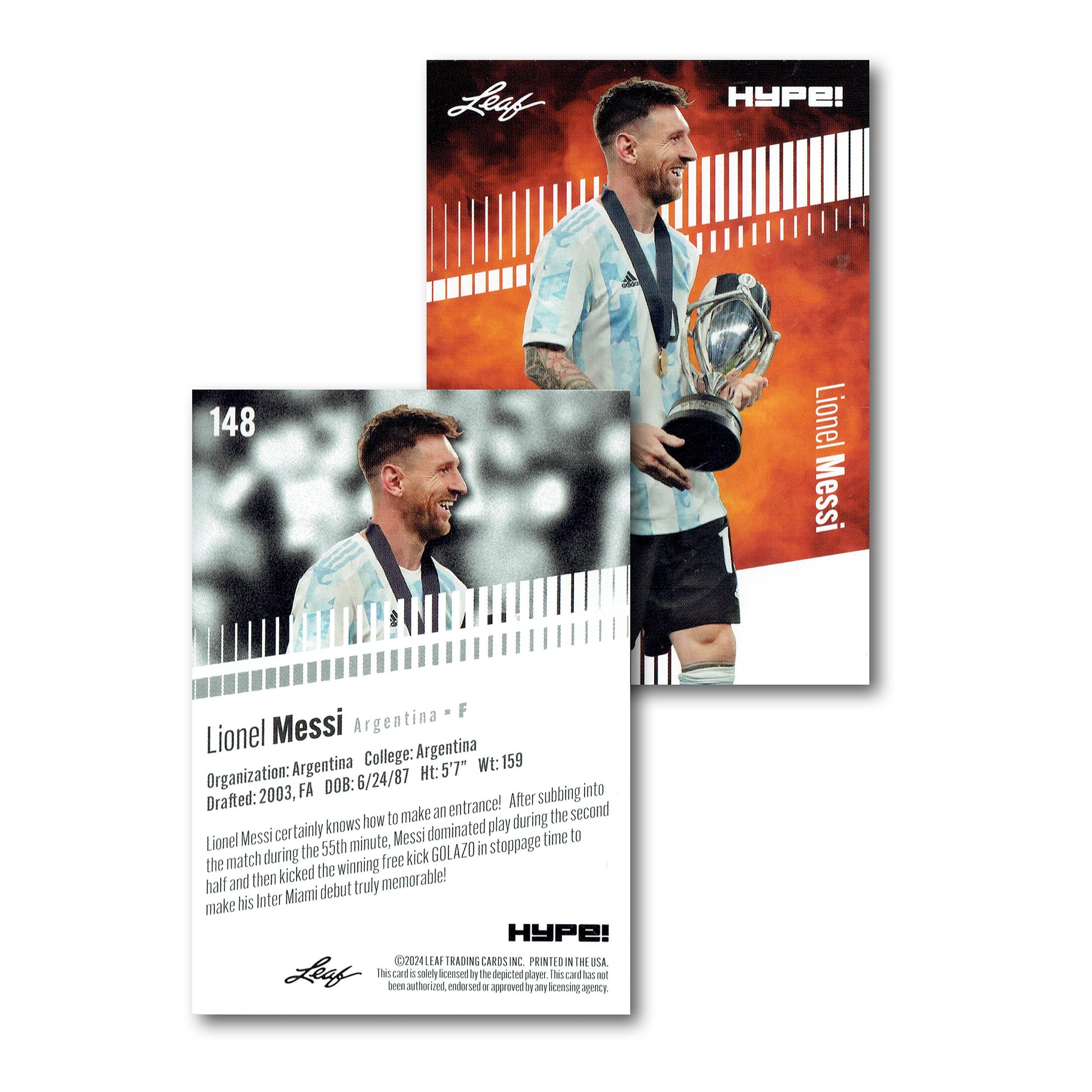 Mint Lionel Messi 2024 Leaf Hype #148 Limited Edition Rare Trading Card -  Walmart.com