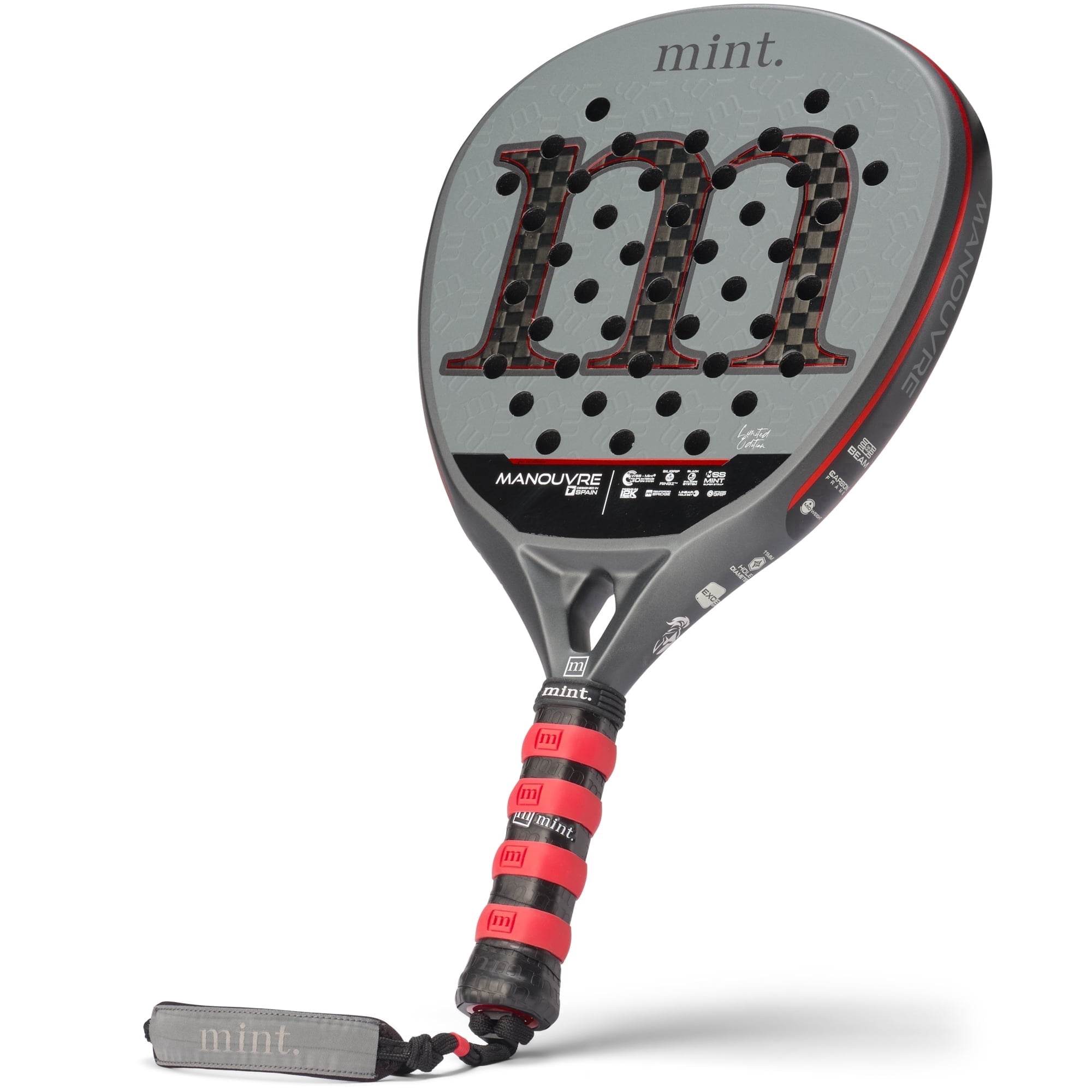 Mint Manouvre Limited Edition 12K Pro Balance Padel Racket, Dark Gray