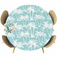 thumbnail image 1 of Mint Palm Tree Summer Round Tablecloth 45-54 Inch Round Fitted Table Cloth with Elastic Edge, Beach Tropical Botanical Coastal Waterproof Table Cover Protector for Outdoor Picnic Party Dining, 1 of 9