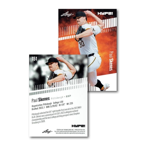 Mint Paul Skenes 2024 Leaf Hype #R-151 Limited Edition Rookie Card Pittsburgh Pirates