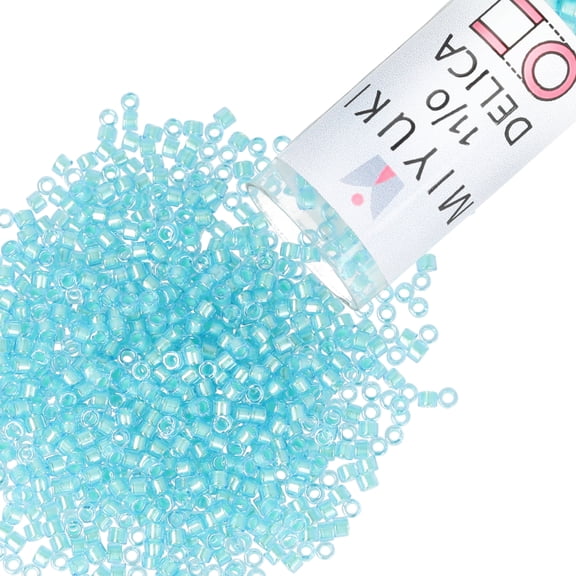 Miyuki Delica Seed Beads – Size 11/0 (1.6 mm), DB1708, Mint Pearl Lined Ocean Blue, 7.2 g, Approx. 1440 Beads