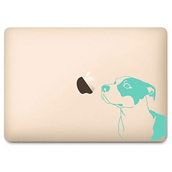 Mint Pitbull Dog Breed Sniffing Apple Decal for 12" Macbook