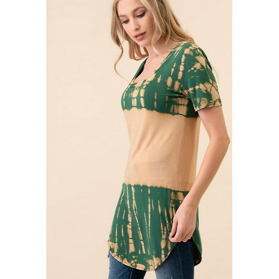 Mint Plus Pink - Organic Bamboo Handmade Tie Dye C-Neck Top | Made in USA