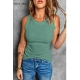 thumbnail image 1 of Mint Plus Pink - Round Neck Sleeveless Tank Top - 6 Sizes, Casual Summer Ribbed Tops in Polyester/Spandex Blend, 1 of 8
