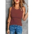 thumbnail image 1 of Mint Plus Pink - Round Neck Sleeveless Tank Top - 6 Sizes, Casual Summer Ribbed Tops in Polyester/Spandex Blend, 1 of 8