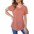 thumbnail image 1 of Mint Plus Pink - Solid V-Neck Casual Tops - Luxuriously Comfortable Tri- Blend Delight, 1 of 5