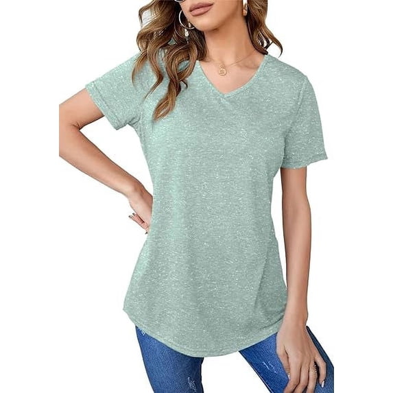 Mint Plus Pink - Solid V-Neck Casual Tops - Luxuriously Comfortable Tri- Blend Delight