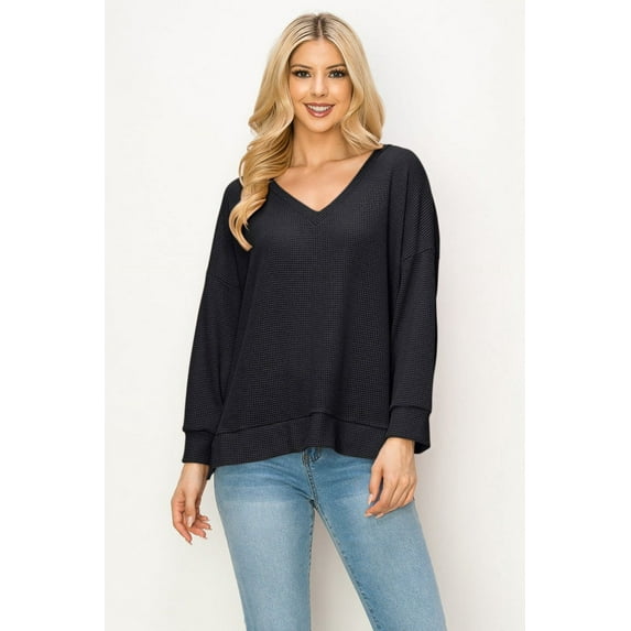 Mint Plus Pink - V-Neck Knit Top - Effortlessly Stylish Sweater for Laid-Back Luxury