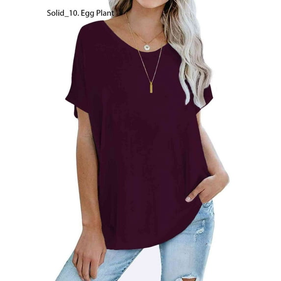 Mint Plus Pink - Women's Comfy Loose Fit T-Shirts with Crew Neck Elegance