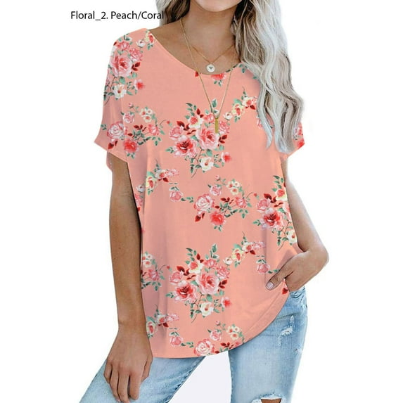 Mint Plus Pink - Women's Comfy Loose Fit T-Shirts with Crew Neck Elegance