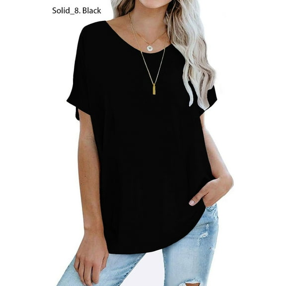 Mint Plus Pink - Women's Comfy Loose Fit T-Shirts with Crew Neck Elegance