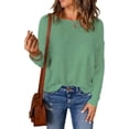 thumbnail image 1 of Mint Plus Pink - Women's Drop Shoulder Tops (S-3XL) | 6 Colors | Long Sleeves | Boat Neck, 1 of 5