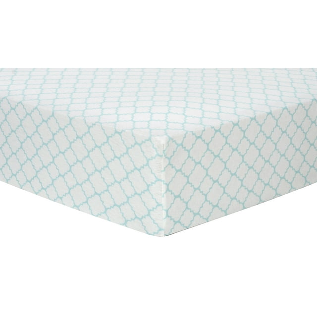 Mint Quatrefoil Deluxe Flannel Fitted Crib Sheet
