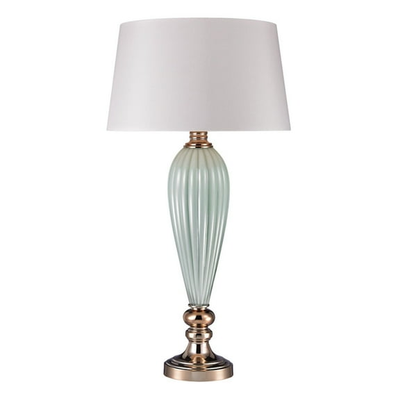Dimond Lighting One Light Ribbed Table Lamp, Mint/Gold Finish with Oyster Faux Silk Shade